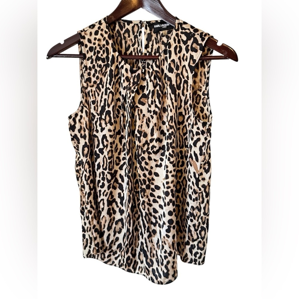 Like new Karl Lagerfeld women's leopard animal print sleeveless top size XS/S